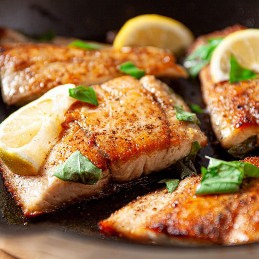 Main: Baked Barramundi in Herb Butter and Roasted Mediterranean Vegetable Medley (gf, df)