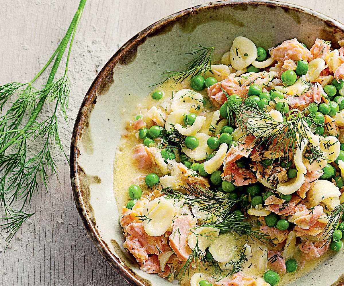 Stir Fry/ Risotto/ Pasta Dish - Orecchiette with Hot smoked salmon, peas and beurre blanc