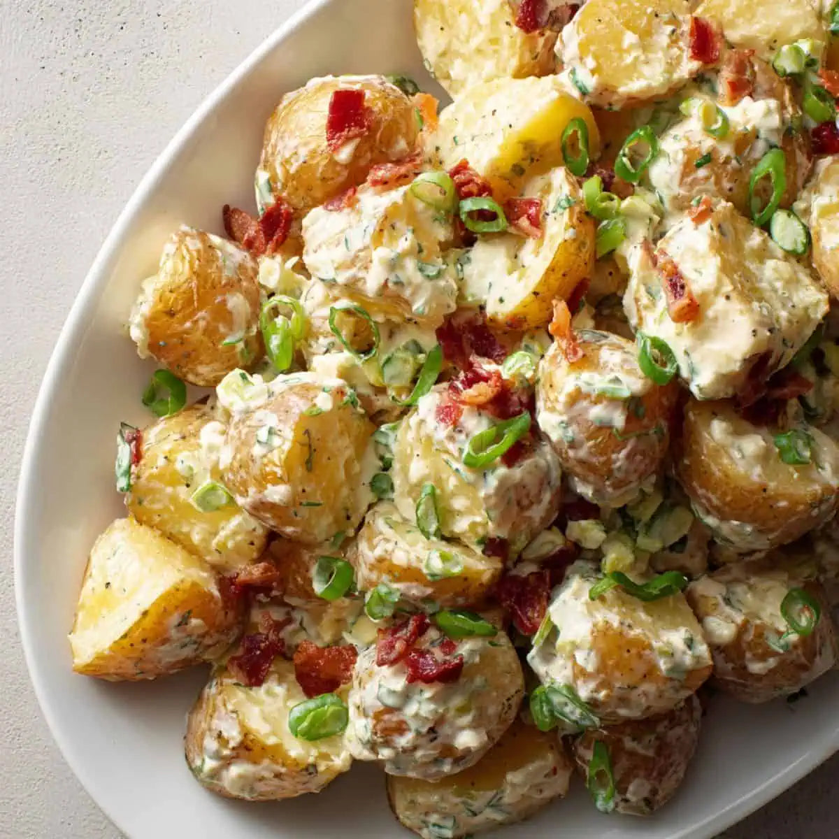 Christmas - Roasted Baby Potatoes with Crispy Pancetta, Spring Onion in a Zesty Herb Mayo (GF)