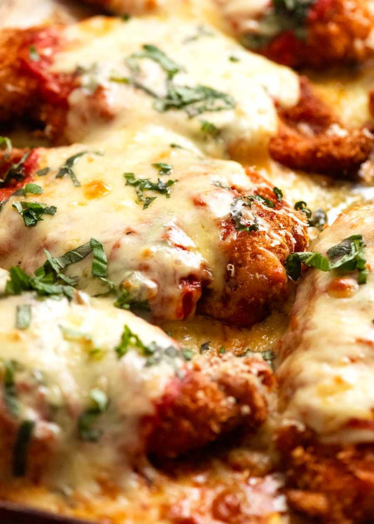 Main -  Chicken Parmigiana with Roasted Potatoes,&nbsp;Carrots and Peas (df)