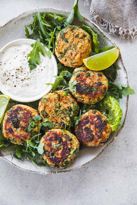 Main Course - The Ultimate Fish Cakes with Creamy Potato Mash, Peas and Tartare Sauce