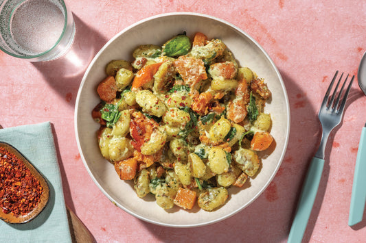 Stir Fry/ Risotto/ Pasta Dish - Homemade Gnocchi with Pesto, Roasted Capsicum, Pumpkin and Shaved Reggiano (VEG)