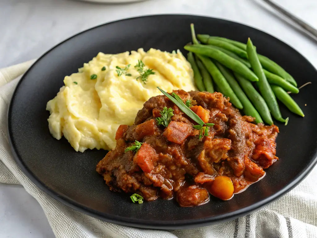 Main - Mediterranean Vegetable Ragu, Creamy Mash Potato, Green Beans (gf, veg)