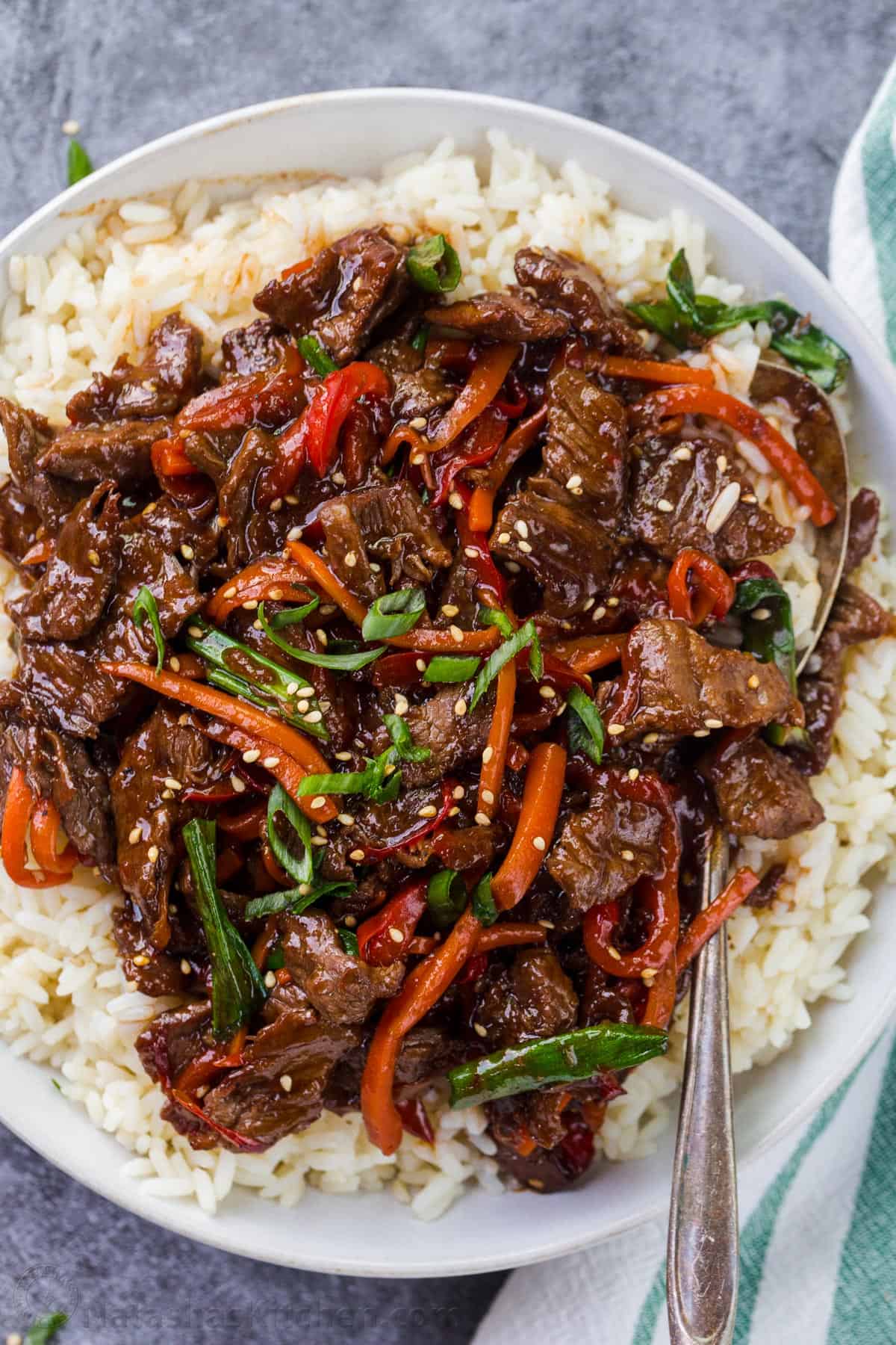 Main - Mongolian Lamb with Steamed Rice and Sesame Broccolini (gf, df)