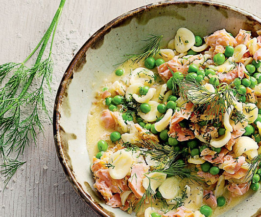 Stir Fry/ Risotto/ Pasta Dish - Orecchiette with Hot smoked salmon, peas and beurre blanc
