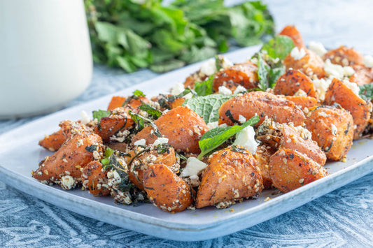Salad: Za'atar Roasted Carrots with Toasted Quinoa, Baby Spinach and Orange Maple Dressing (gf, veg)