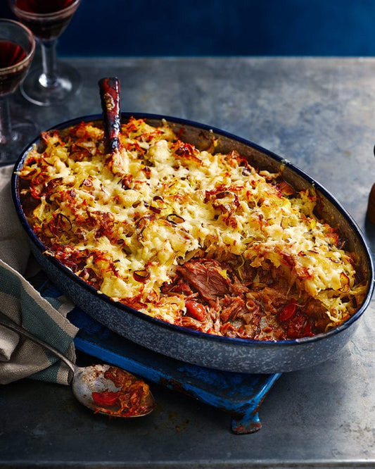 Main: Pulled Lamb Shepherds Pie with Cheesy Mash Topping