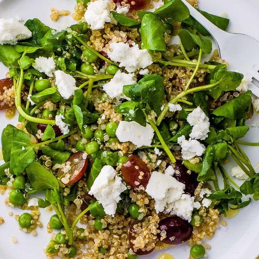 CHRISTMAS MENU - Quinoa, Red Grapes, Rocket, Herbs with Crumbled Feta, Shallot Dressing (GF, VEG)