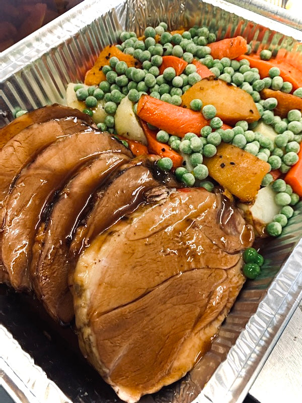 Main - Roast Lamb with Pumpkin, Potatoes, Peas and Gravy, Mint Sauce (gf, df)