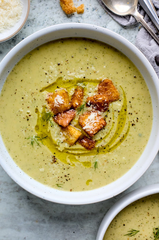No Meat Soup - Zucchini, Parmesan and Basil Soup (GF)