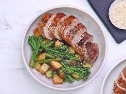 Main Course - Roast Pork Shoulder with Chat Potatoes, Broccolini and Gravy (DF, GF)